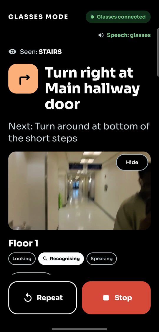 Glasses mode, Recognising a sign